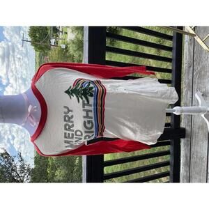 Merry and Bright Holiday Baseball Tee - Natural Reflections Size S